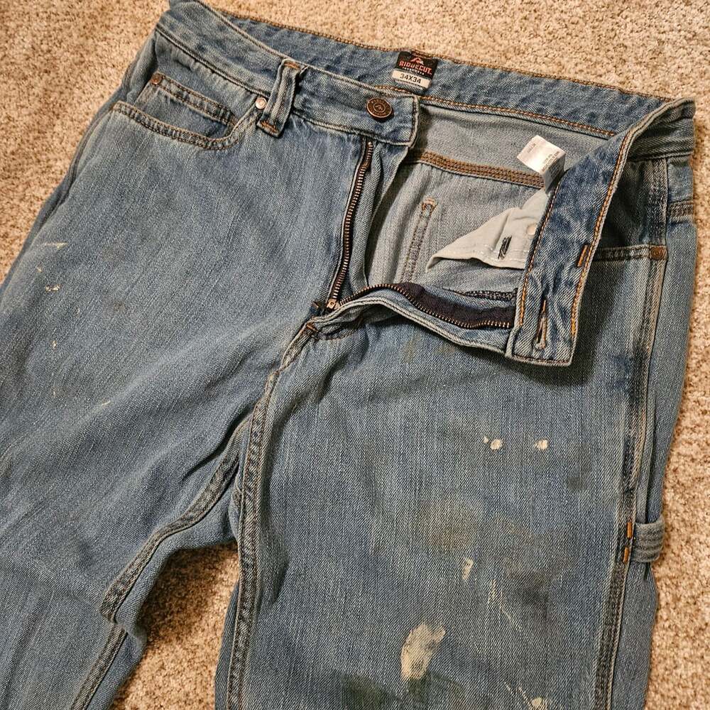 Ridgecut Toughwear Jeans 34x34 Light Wash Paint Splatter